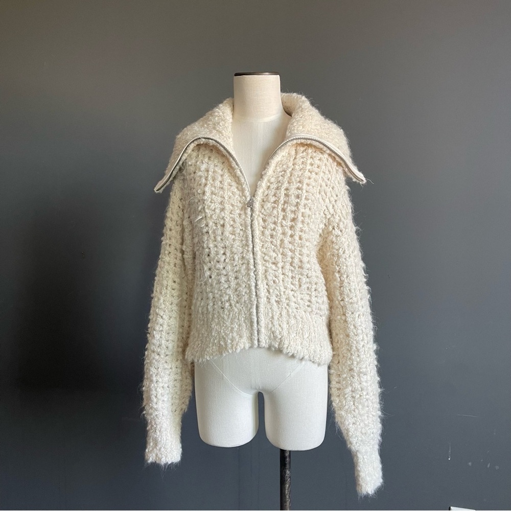 Banana Republic Cream Textured Teddy Jacket